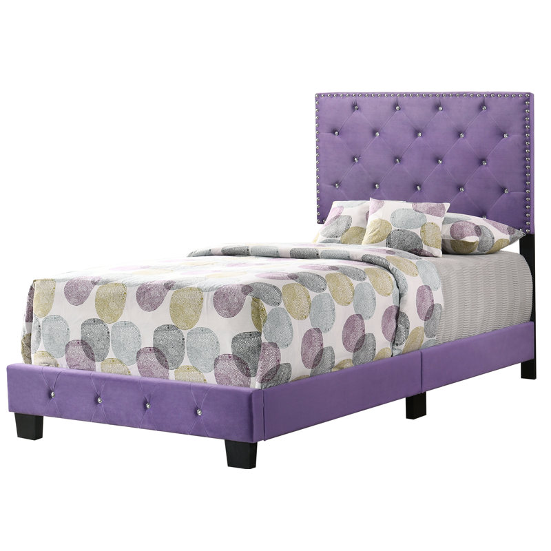 Anjelo Upholstered Standard Bed, Twin, Purple