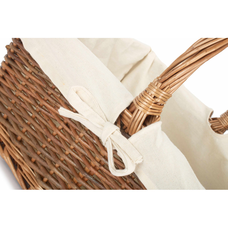 Lily Manor Wicker Unpeeled Willow Shopper Basket with Lining, 38cm H x 42cm W x 35cm D