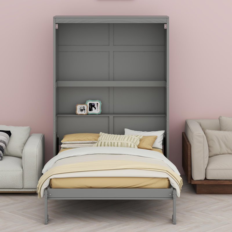 Lit escamotable mural avec tablettes Murphy, Gris