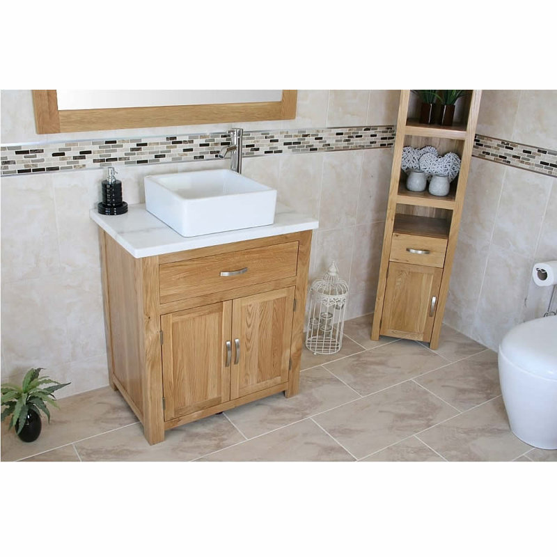 Deeter 750mm Single Bathroom Vanity with Vessel Ceramic Basin, White