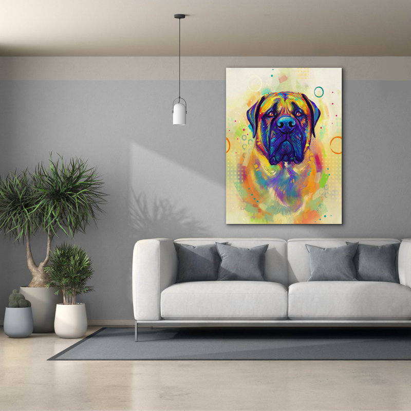 «Pop Art Mastiff» par Furbaby Affiliates, art mural sur toile, H 54 po x l 40 po x P 1,5 po