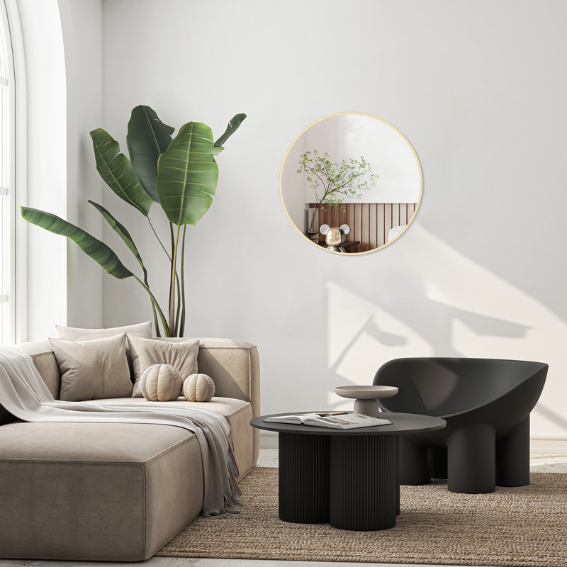 Karrina Round Metal Accent Mirror, Gold, 20" x 20"