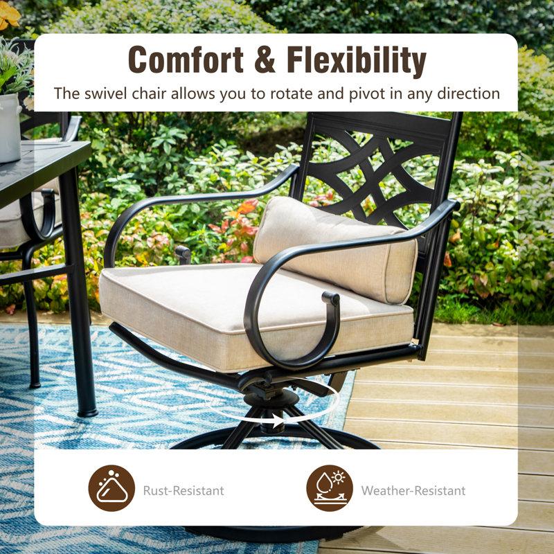 Alyah 4 - Person Outdoor Dining Set With Umbrella, Orange Red