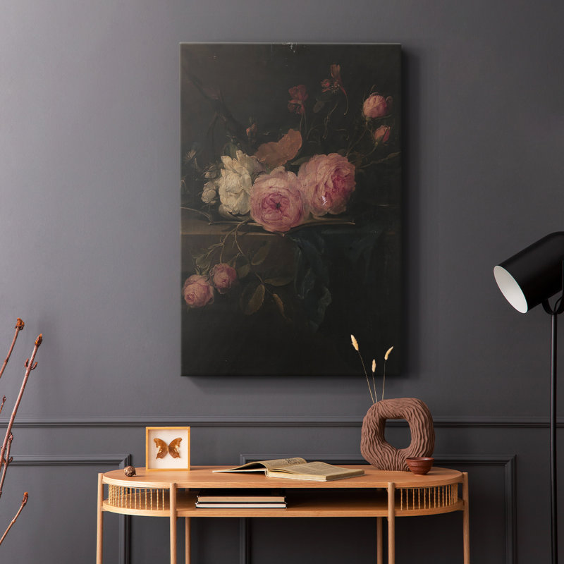 Motif floral rétro Cxxiv - galerie Cavas, H 18 po x l 12 po