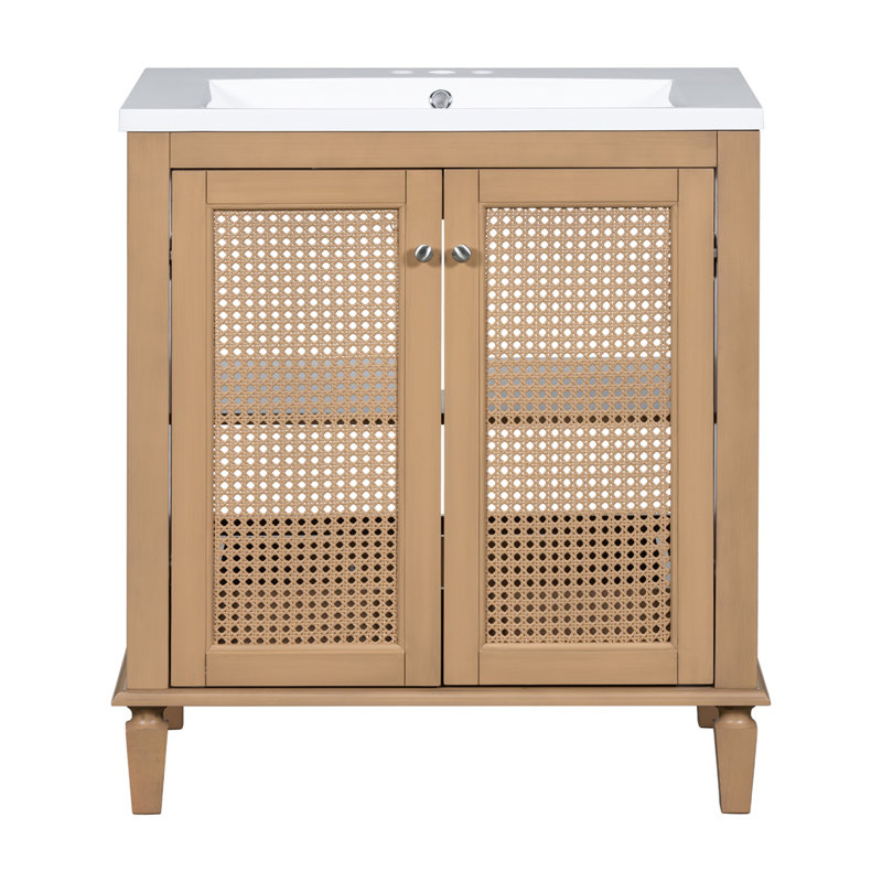 Meuble-lavabo simple avec plateau Durron, Blanc