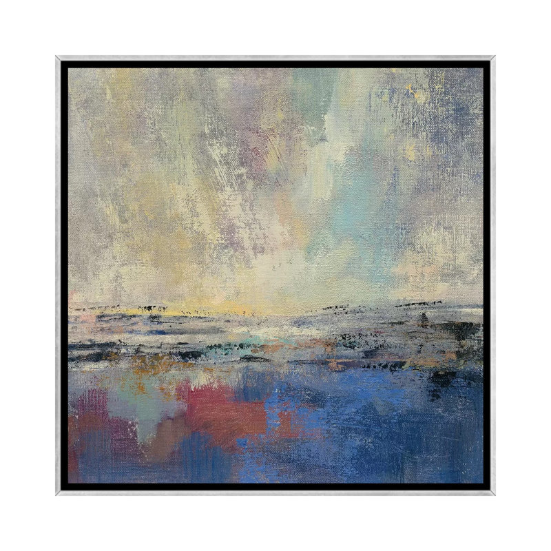 «Coastal View I» par Silvia Vassileva - reproduction, Toile avec cadre argenté, H 18 po x l 18 po x P 1,5 po, Aucun mat