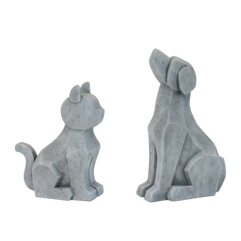 Modern Sitting Dog and Cat Statue