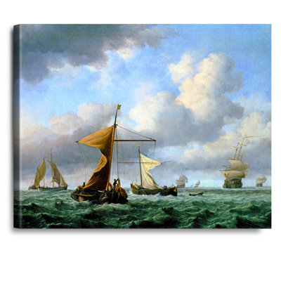 A Brisk Breeze by Willem van de velde Warship Painting Reproductions ,Image Size:30x24 inches World Classic Reproductions For HomeDecor