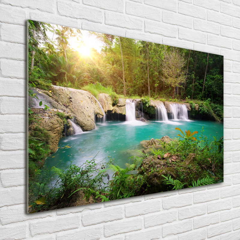 Waterfall In The Forest - No Frame Print on Glass