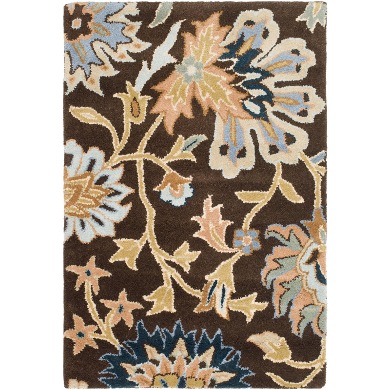 Tapis floral en laine touffeté à la main Jardin, Rectangle 2 pi x 3 pi