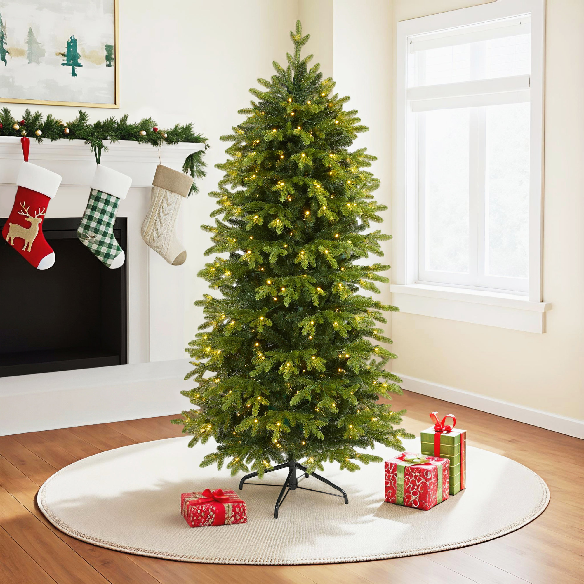Lighted Artificial Fir Christmas Tree, 6' H