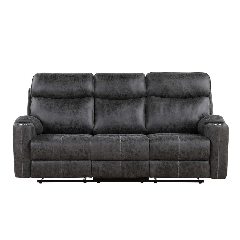 Canapé inclinable manuel avec fonction porte-gobelet, revêtu de microfibre pour plus de confort et de style dans tout espace de vie