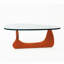 Table basse abstraite à plateau triangulaire de qualité supérieure de 51 po de style Mid-Century avec base en bois massif-1836814885