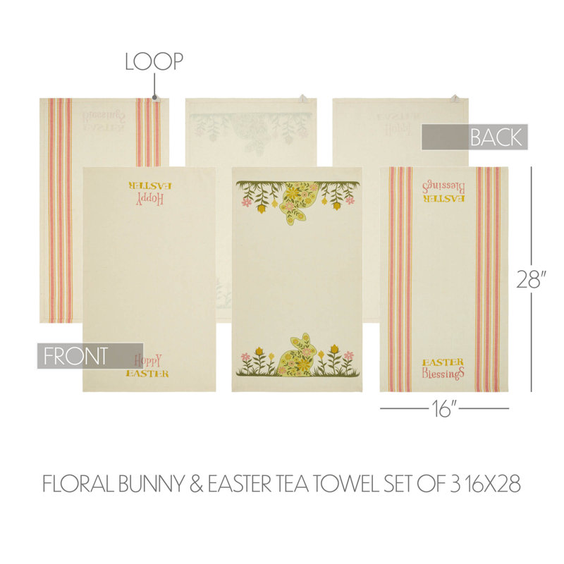 Ensemble de 3 serviettes à thé Bunny Hop