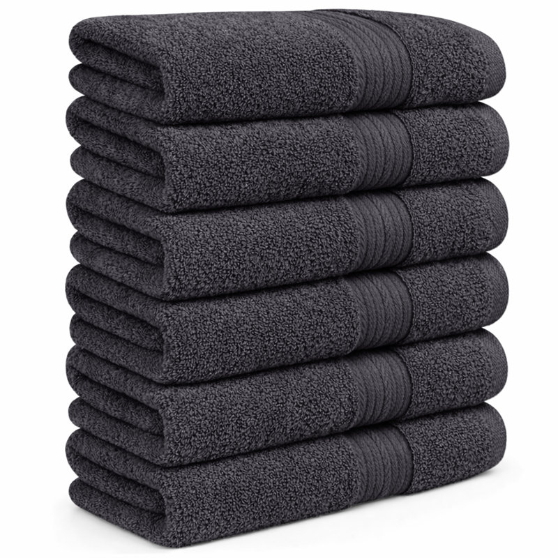  Hand Towels Quick Drying 100% Cotton 600 GSM, Grey