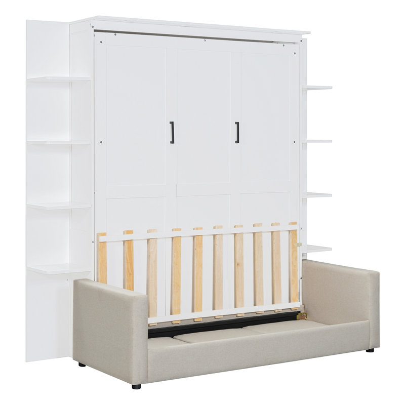 Modern Murphy Bed Wall Bed with Sofa, White