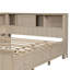 Lit de jour pleine grandeur en bois avec tablettes de rangement et 3 tiroirs, lait blanc antique