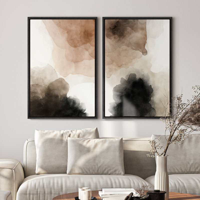 Framed Canvas wall Art, Vintage Abstract Wall pirnts for Bedroom, Black, 24" H x 16" W