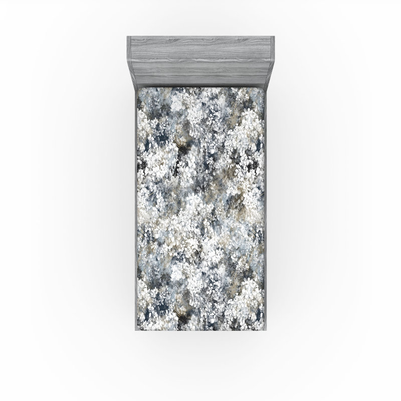 Drap-housse rustique Ambesonne, Twin Fitted Sheet, Brun ardoise, gris pâle / floral