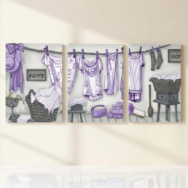 3 Piece Wrapped Canvas Print, Purple