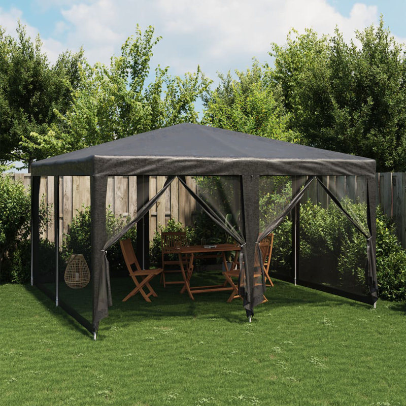 Manatuto 3m x 3m Steel Party Tent, Green, 4 x 4 m, with 8 Sidewalls