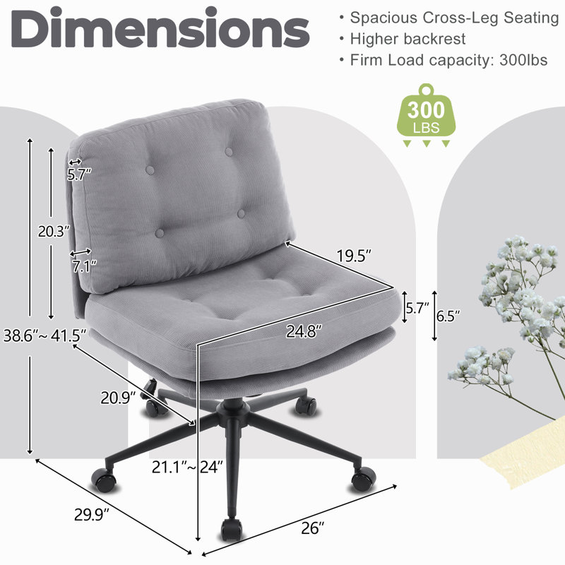 25.2''W Task Office Chair, Gray