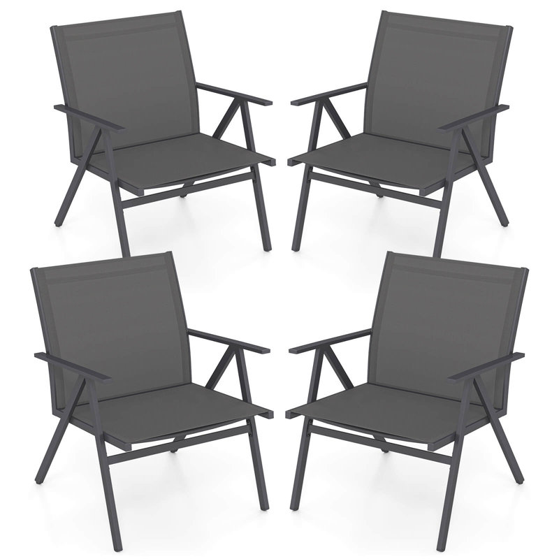 Patio Chairs Set of 4with Breathable Mesh Fabric and Metal Frame 350LBS Capacity