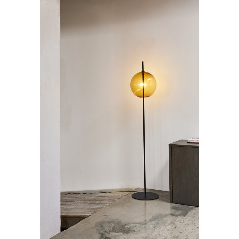 Lampe sur pied Point ambre, Noir, noir, noir, noir, Ambre