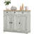 Modern Gray Kitchen Cabinet - Sideboard With 3 Drawers, Adjustable Shelf, And Doors For Space Saving Doors, Shelves Practical Function