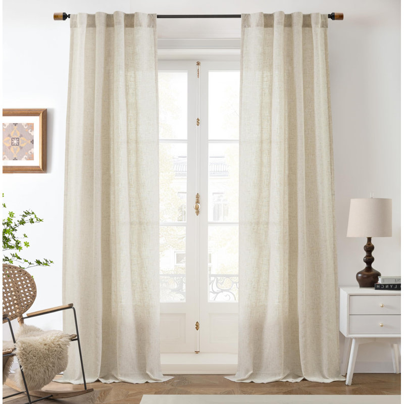 Paire de rideaux semi-transparents avec passe-tringle Janie, Lin clair, L 42 po x L 84 po