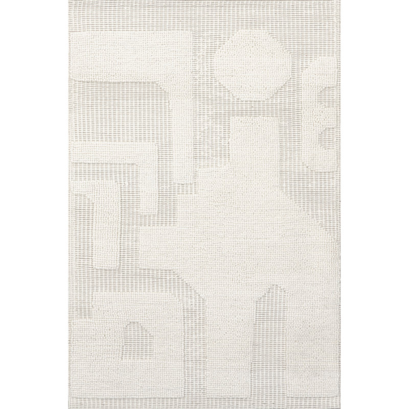AvionTextured Geometric Wool Area Rug, Rectangle 4' x 6'