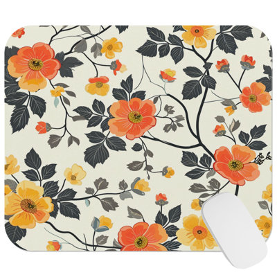 Floral Flower Symphony I Retro Gaming Cute Office Laptop Desk Pad Gift Mat Square Rectangle Non-Slip Mousepad