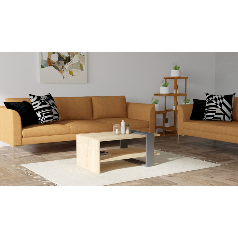 Modern Coffee Table, Anthracite & Oak, 31.5 x 13.8 x 19.7 inches | 100% Melamine Coated Particle Board, Thickness: 0.7 inches | Industrial Design, Stylish & Functional for Living Room or Office