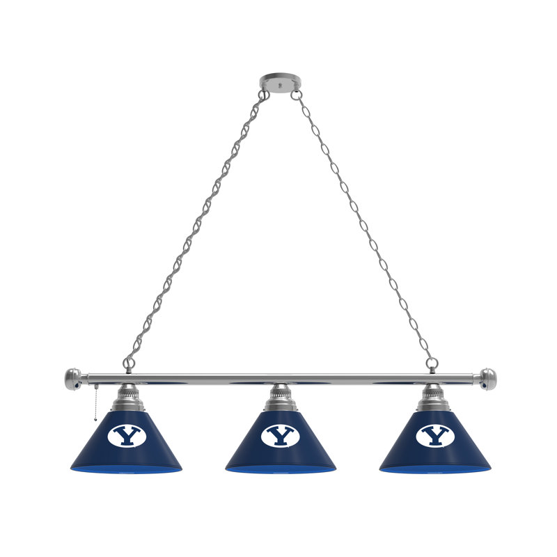3 - Light Pool Table Lights Pendant, Chrome, BYU Cougars