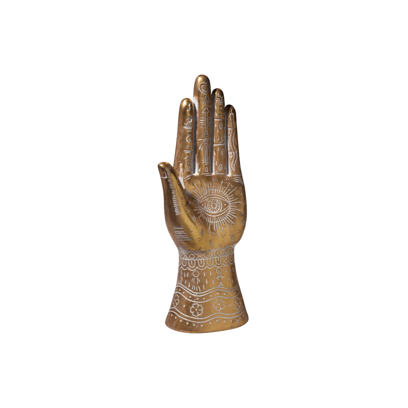 Ceramic Left Hand Figurine Matte Finish Gold-, 5.75" H x 5.75" W x 7.25" D