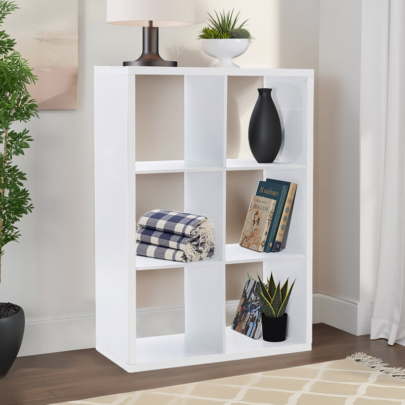 Chrisine Cube Bookcase, (6 tablettes) H 44 po x l 30 po x P 13 po, Blanc