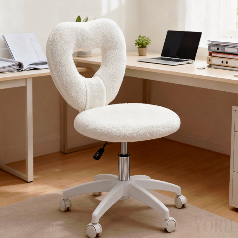 Chaise de bureau, chaise de bureau avec roues pivotantes, blanc