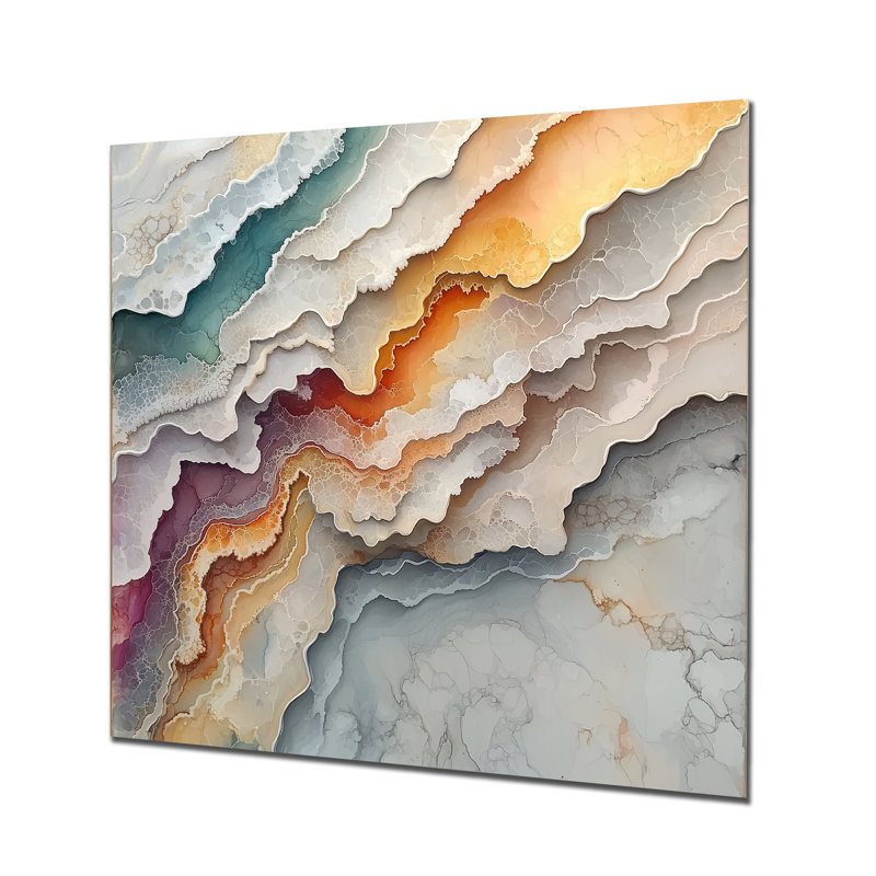 Éternelle balance de marbre dans les tons de terre II - impression d'art moderne en métal, décoration murale moderne en métal marbré