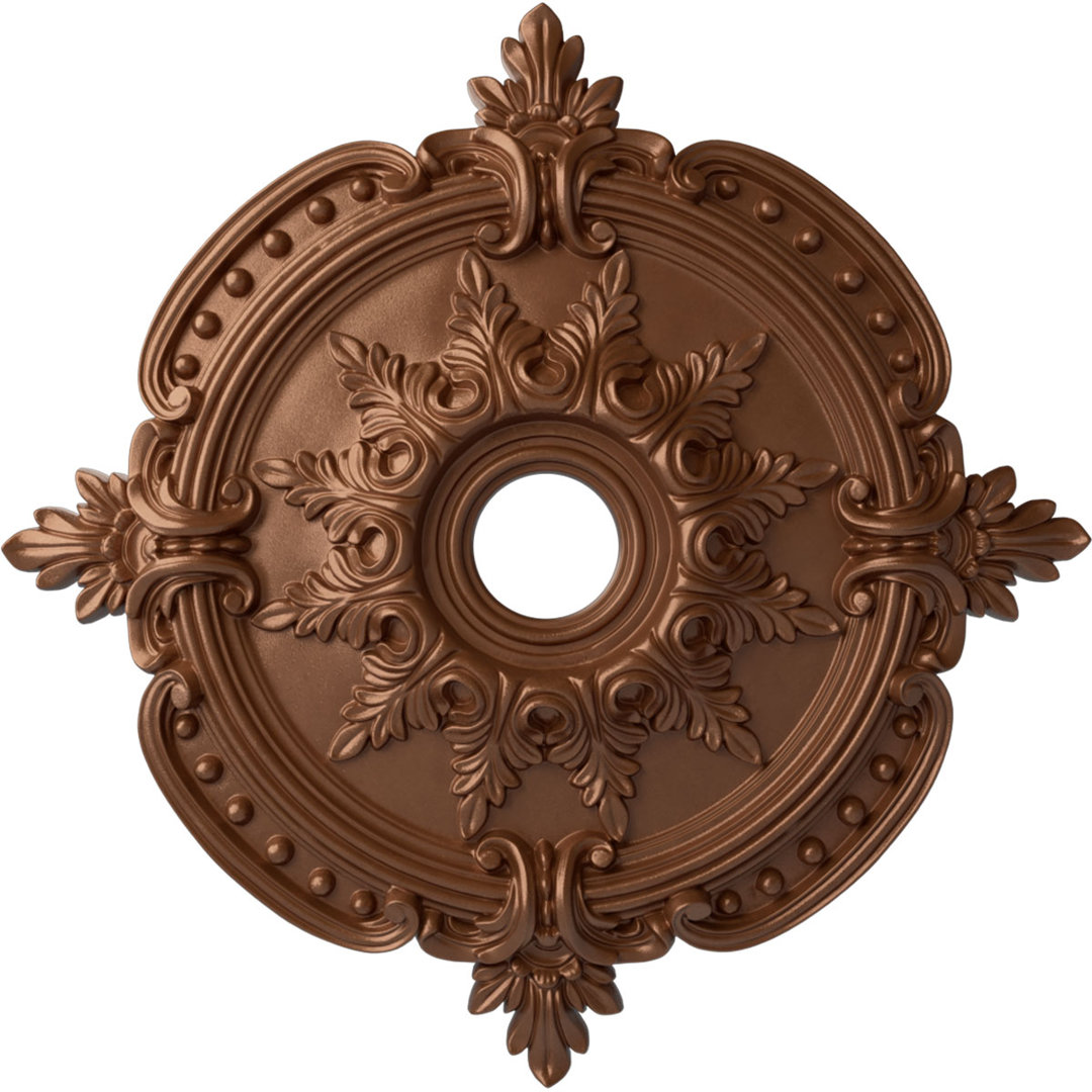 Endurathane Benson Classic Ceiling Medallion, 28 3/8"OD x 3 3/4"ID x 1 5/8"P (Fits Canopies up to 6 1/2") Ekena Millwork Color: Polished Copper