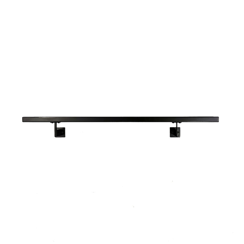 Urban Contemporary Handrail Grab Bar Kit, L Steel Brackets, Returns to Wall, Powder Coat, 48" W, Black