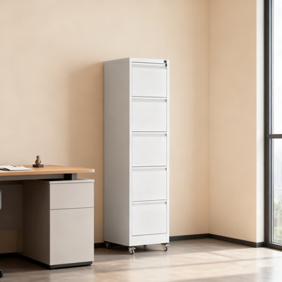 5-Drawer Vertical Metal File Cabinet, Maximum Capacity Heavy Duty Storage with Full-Extension Drawers & Safety Interlock