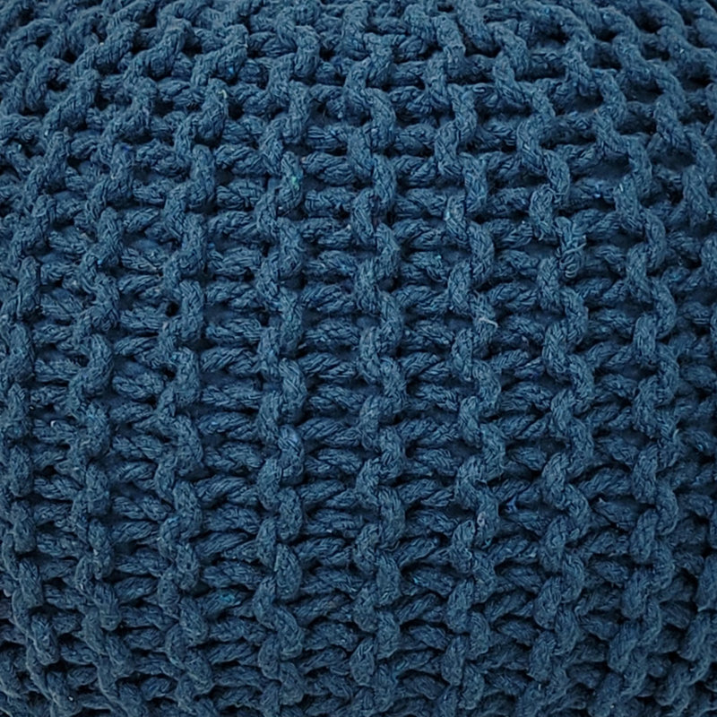 Ls Lychee Cotton Knit Pouf Ottoman , Teal