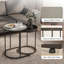  Nesting Side Table Set of 2, Industrial Round Nest of Tables, Grey-1776811312