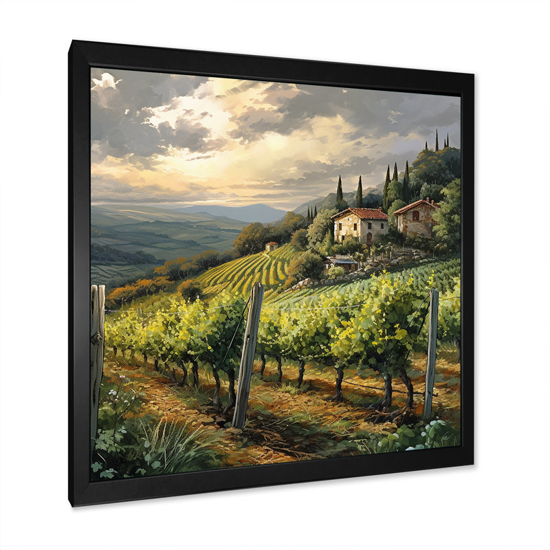 «Vineyard Charm», impression sur toile, Cadre simple noir, H 30 po x l 30 po x P 1 po