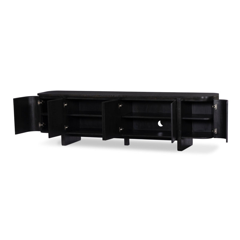 Elle Media Console-Tawny Oak Veneer, Worn Black Oak