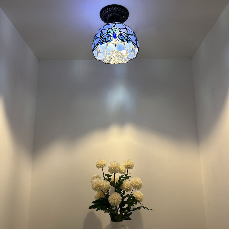 8'' 1 - Light Bowl Ceiling Fan Light Kit, Blue