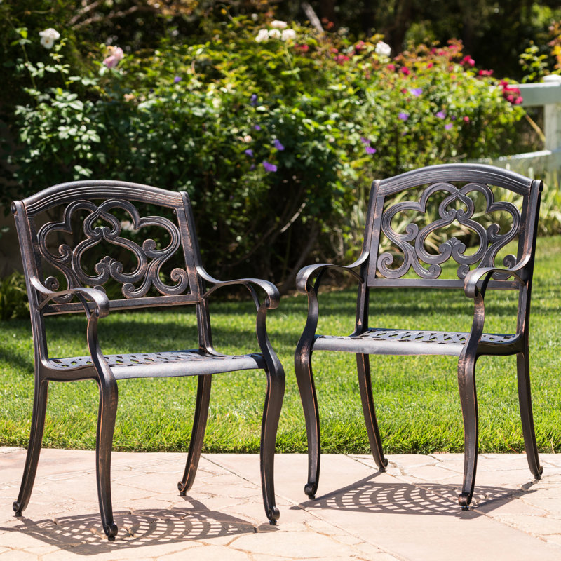 De 2 chaises de salle à manger en fonte d'aluminium, couleur cuivre, rouille, sièges confortables, chaises nuage 2 pièces - rouille et