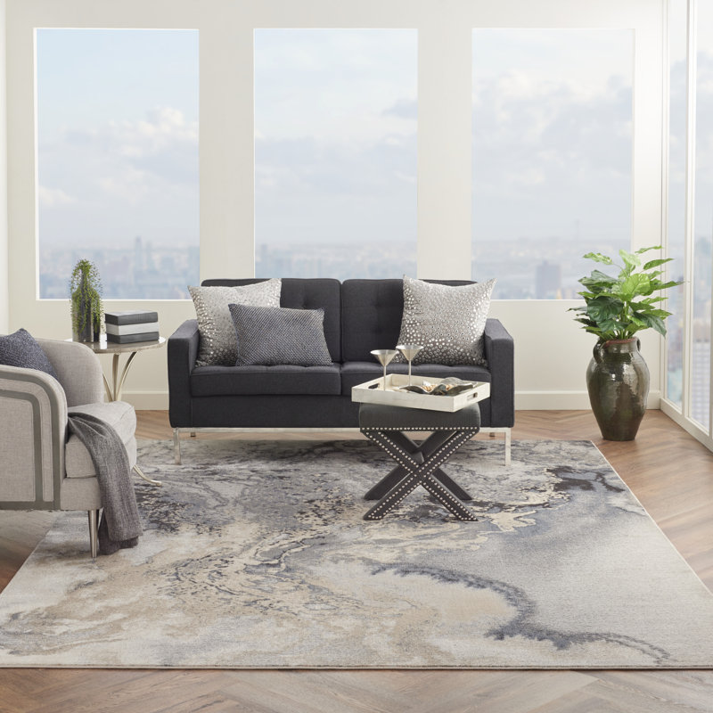 Tapis gris contemporain Ashli, Rectangle de 10 pi x 14 pi