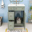 Ensemble de meuble-lavabo simple autoportant en bois avec lavabo en céramique Masten-424881576