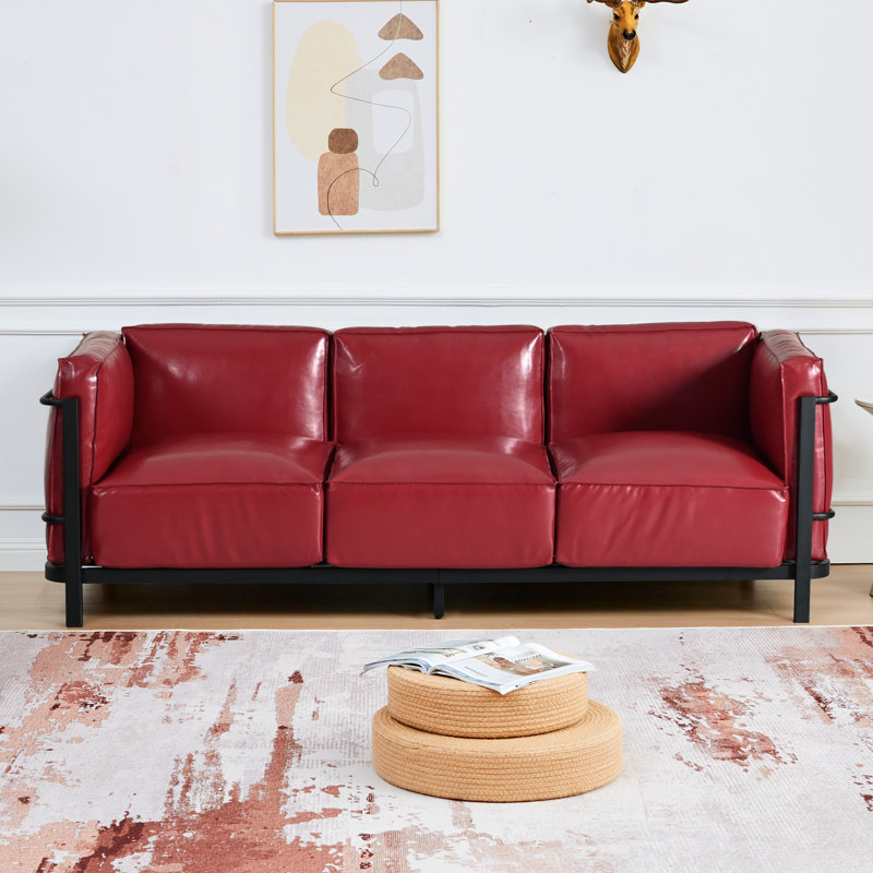 Canapé à accoudoirs carrés de 83,46 po de largeur, Rouge